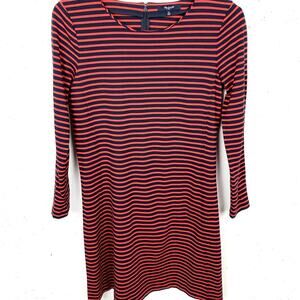 Madewell Womens Sorbonne Sailor Stripe Dress Mini Long Sleeve Red Blue Medium